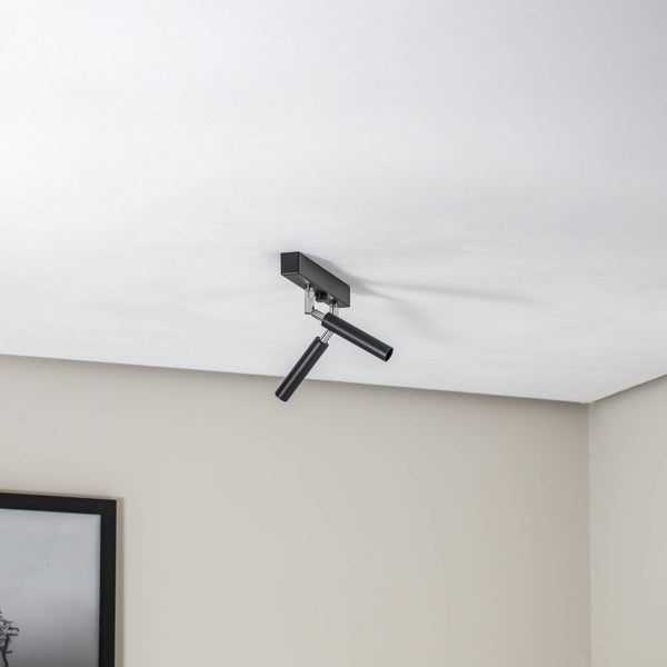 Euluna Strahler Nicanor in Schwarz aus Metall (2 flammig, G9) - Deckenlampe Deckenleuchte Lampe Spot Wohnzimmerleuchte