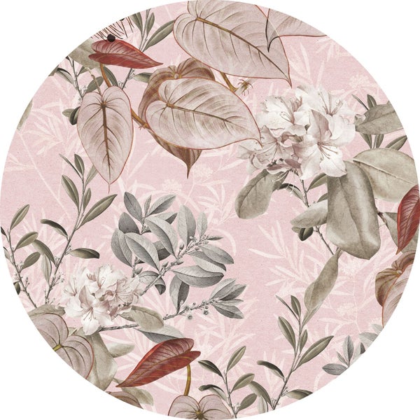 Kreisförmiges florales Muster mit Blättern und Blüten