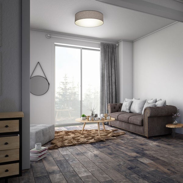 Deckenleuchte Sterndekor Stoff-Lampe Textil Kinderzimmer Schlafzimmer taupe E27
