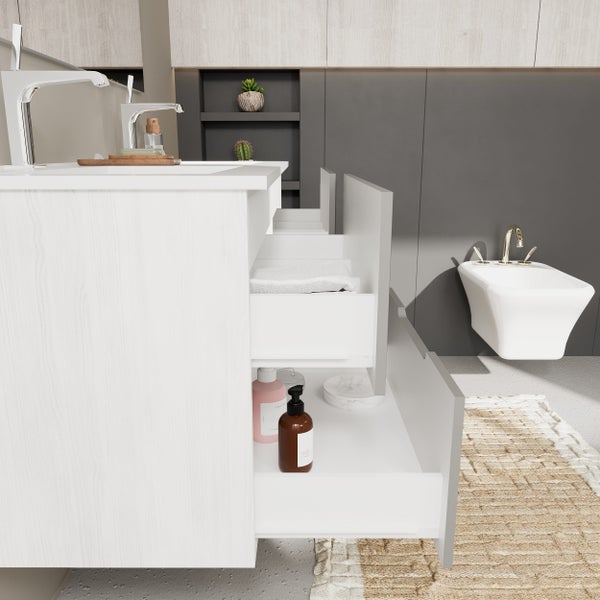 Möbelset für das Badezimmer mit Doppelwaschbecken, 3-teilig | Magnolia