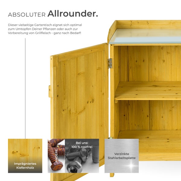 Pflanztisch tectake Vita 98 x 48 x 95 cm aus Holz braun