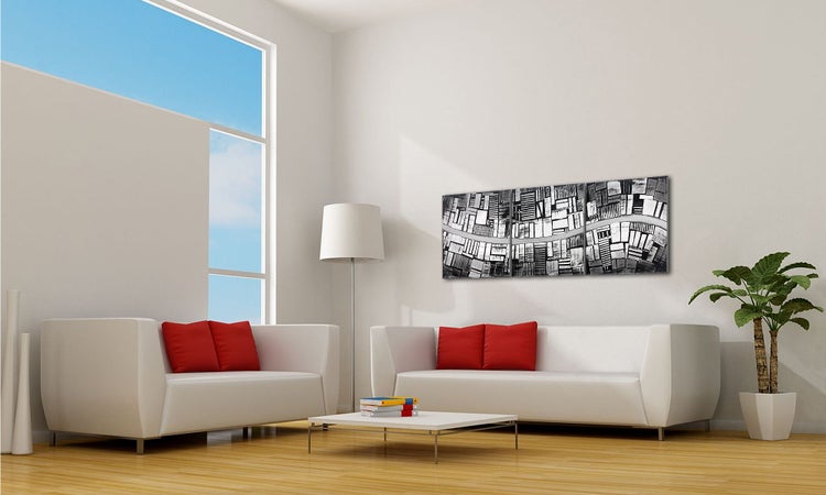 Das moderne Wandbild -Downtown- 180x60x2 cm handgemaltes Unikat
