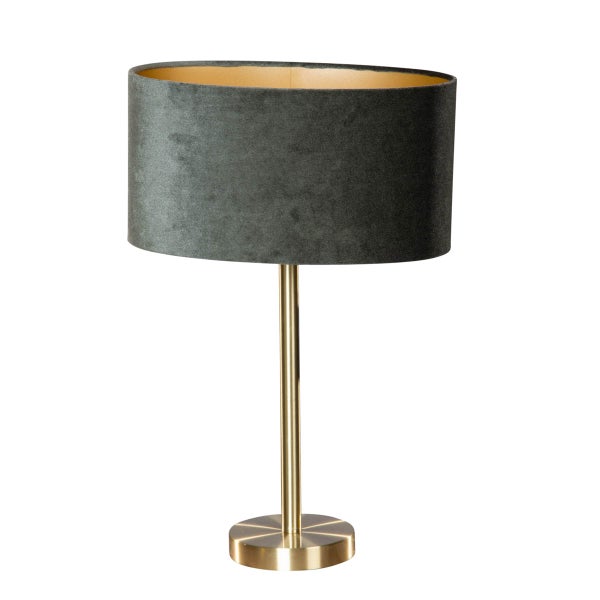 Tischleuchte mit Stoffschirm und Metallfuß