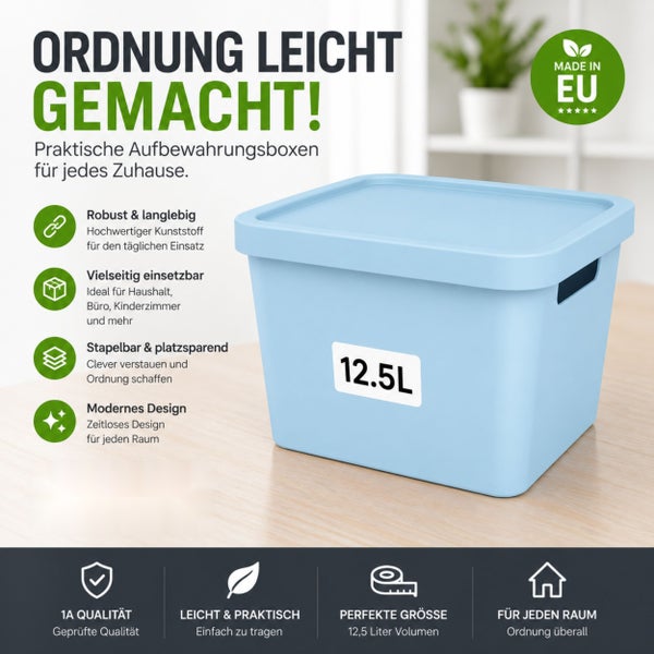 Plastard Aufbewahrungsbox mit Deckel 4er-Set 12,5 Liter in