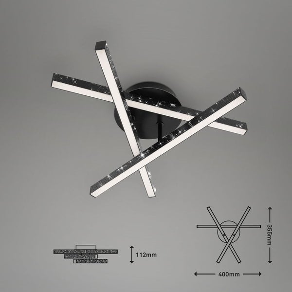LED Deckenleuchte Wandleuchte Glitzereffekt 3000K 15W schwarz Metall Briloner