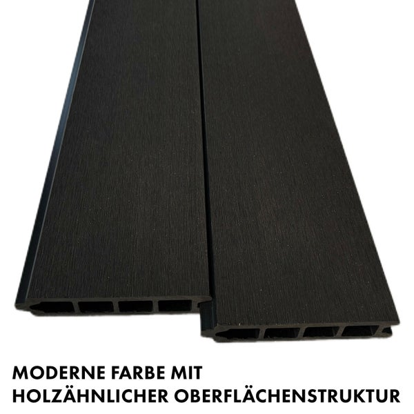 FLOORDIREKT WPC Sichtschutzzaun Kronos Komplettset Gartenzaun 180 x 180 cm Black