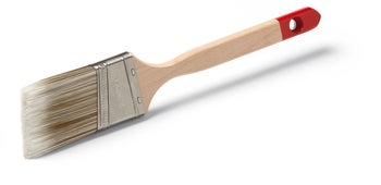 Flachpinsel mit Holzstiel und Kunststoffborsten zum Streichen von Lacken und Lasuren.