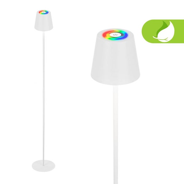 Briloner Coloris RGBW LED Stehlampe kabellos, Dimmbar, Touch, USB-C Aufladung, Kabellos, Weiß, 133 x Ø20,8 cm