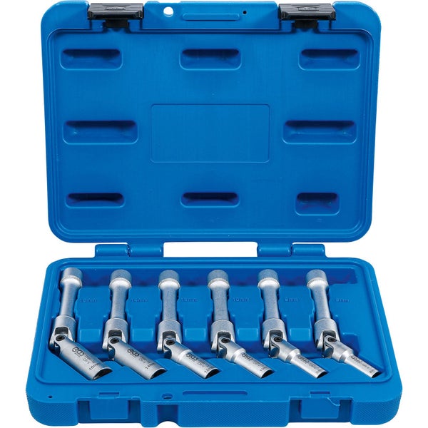BGS Universal Glühkerzen-Gelenkschlüssel-Satz Sechskant Antrieb Innenvierkant 10 mm (3/8) SW 8 - 16 mm 6tlg. extra lang - 2986