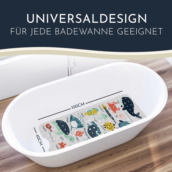 Homerella® Badewannenmatte rutschfest Kinder - 100% BPA frei Inkl. 2 Haken zum Aufhängen 100x40cm - Antirutschmatte Badewanne Baby hautsensitiv & schimmelresistent - Badematte rutschfest & waschbar