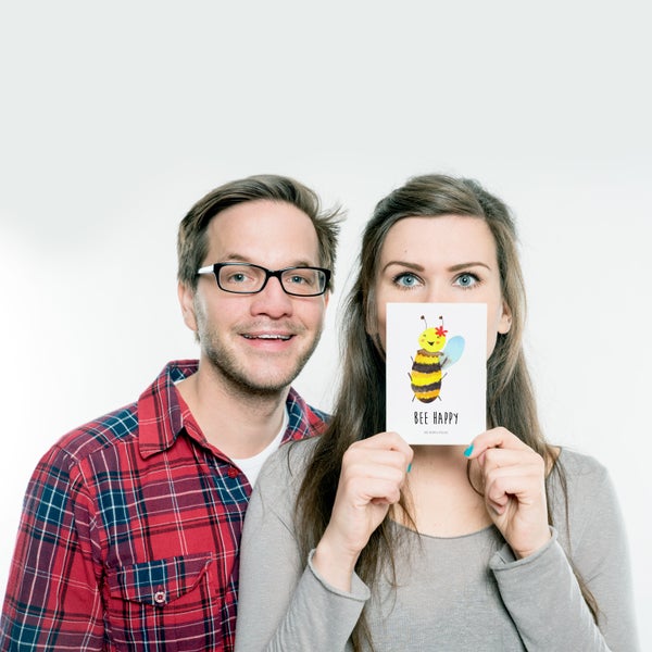 Mr. & Mrs. Panda Postkarte Biene Happy - Weiß