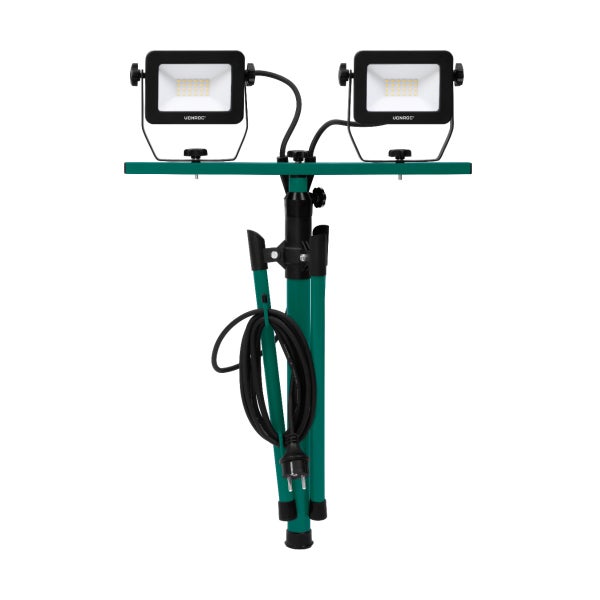 VONROC Baustrahler LED mit Stativ - LED Arbeitsstrahler höhenverstellbar [Einzeln Dreh- und Schwenkbar] Arbeitsleuchte für den Innenbereich [IP65 Schutz] (2x 20W)