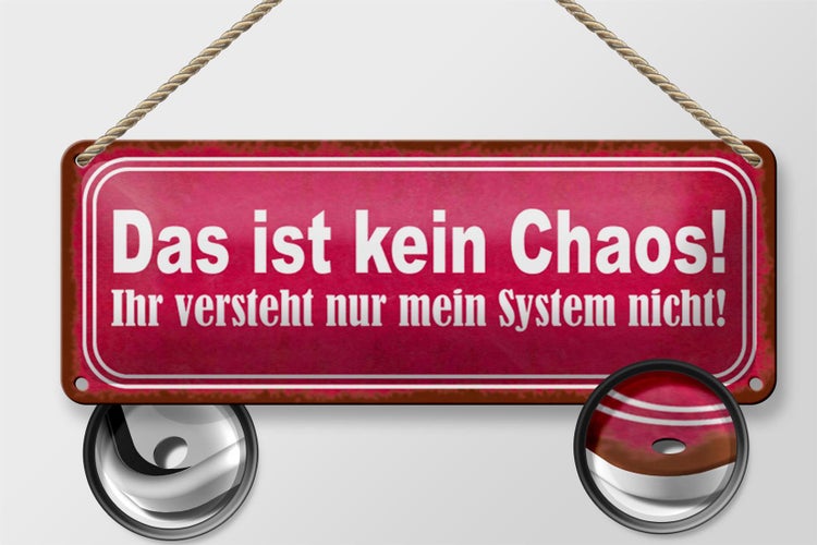 Blechschild Spruch 27x10cm das ist kein Chaos nur System Dekoration
