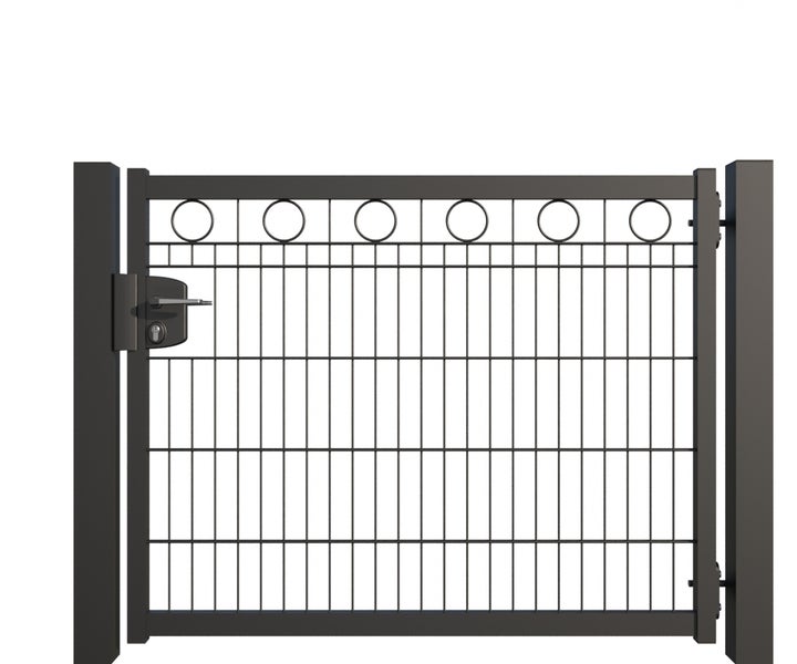 Metallzauntür mit Griff und Schloss