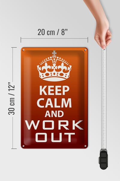 Blechschild Spruch 20x30cm Keep Calm and work out