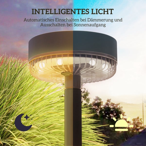 Outsunny Solarlampen, 13cm x 13cm x 39,5cm, PC+ ABS, Schwarz