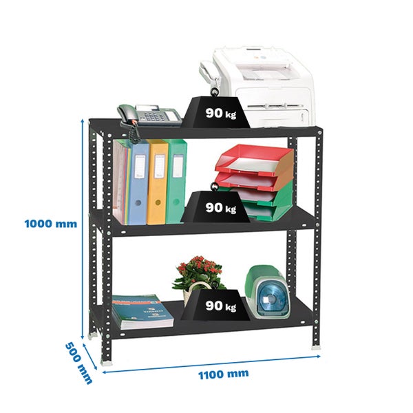 Schraubregal PANDA SMALL | HxBxT 100x110x50cm | Fachlast 90kg | Anthrazit