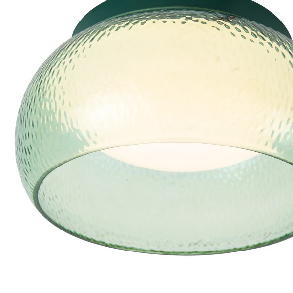 Moderne Deckenleuchte mit kuppelförmigem, strukturiertem Glasschirm für eine gleichmäßige Lichtverteilung