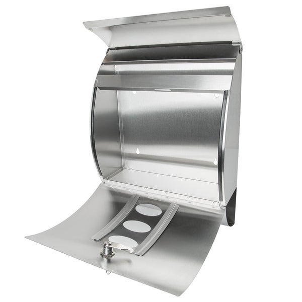 Briefkasten tectake  300 x 120 x 395 mm rund, aus Edelstahl silber