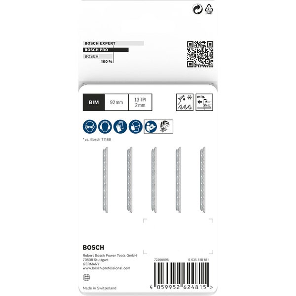 Bosch Expert Stichsägeblätter Set, 5 Stück, BIM, 92 Millimeter