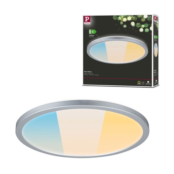 LED Panel Atria Shine IP44 rund 298mm 14,8W 2250lm 3000 - 6500K Chrom matt