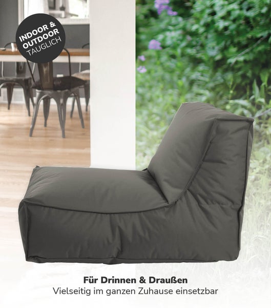 mokebo Sitzsack für Kinder und Erwachsene 'Der Sundowner', Bean Bag mit Füllung oder Liege für Indoor & Outdoor in Anthrazit