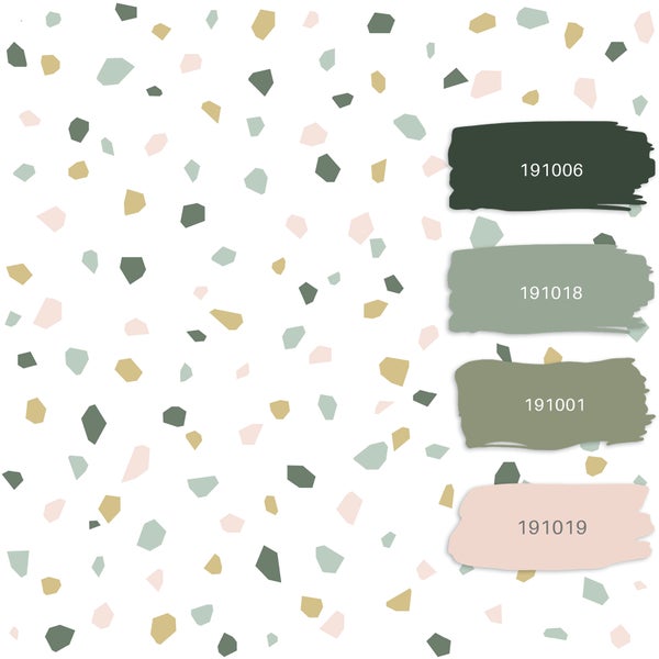 Farbmuster mit geometrischem Muster und Farbfeldern