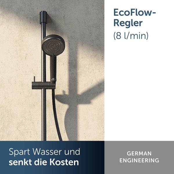 Duschsystem mit EcoFlow-Regler für geringen Wasserverbrauch