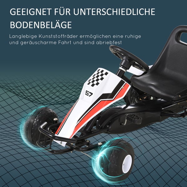 HOMCOM Kinder Go Kart, 104L x 66B x 57H cm, Stahl, Weiß