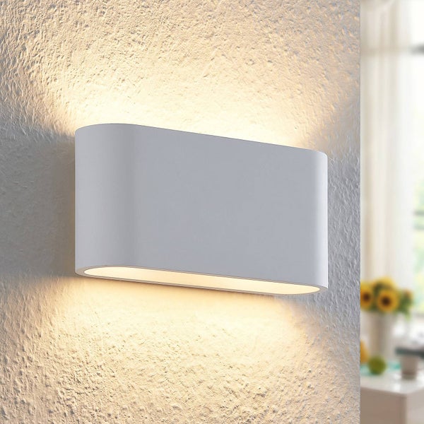 Lindby Wandleuchte, Wandlampe Innen Mavora (Modern) in Weiß aus Gips/Ton (2 flammig G9) - Wandstrahler Wandbeleuchtung Schlafzimmer / Wohnzimmer Licht nach oben & unten Wohnzimmerleuchte