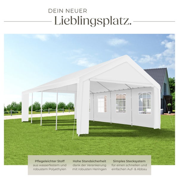 Partyzelt tectake Mammut inklusive Spannseilen und Heringen 8 x 4 m weiß
