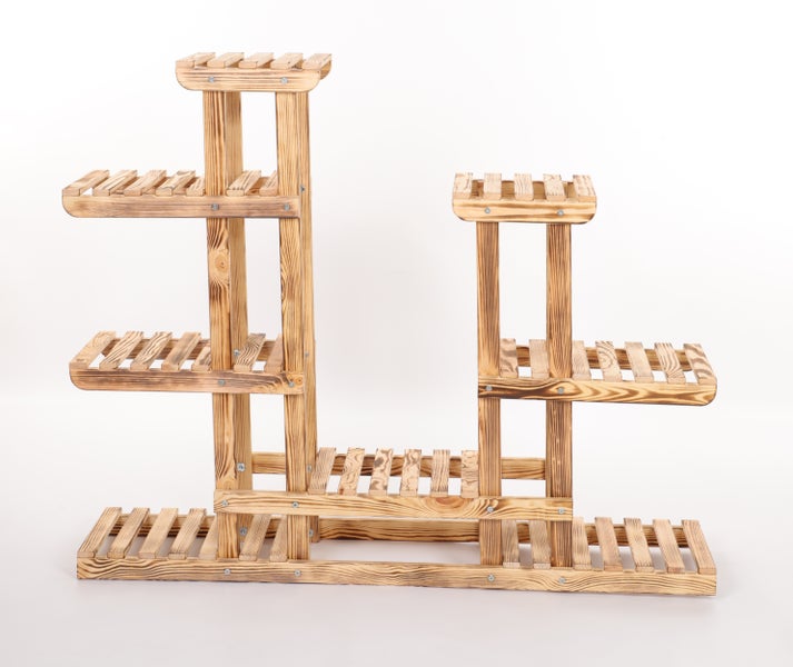 Blumenständer FLORANGE HxBxT 116x95x25cm 8 Ablagen Kieferholz Geflammt
