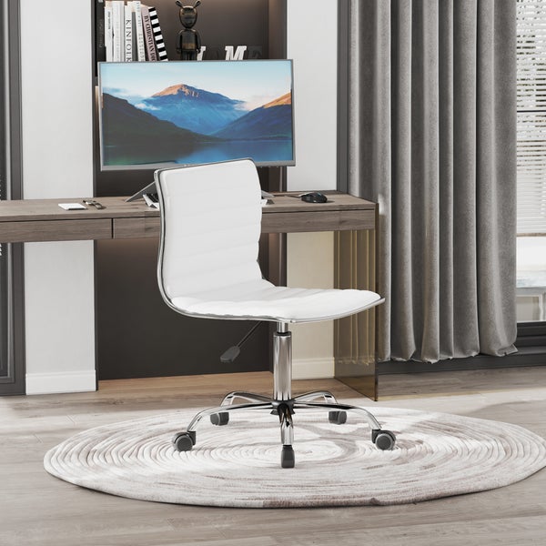 HOMCOM Friseurstuhl, Salonstuhl mit Rückenlehne, Drehstuhl, Höhenverstellbar, Stahl PU, Weiß, 48 x 52 x 78-90 cm