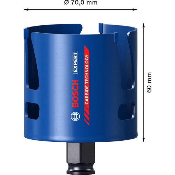 Lochsäge mit 70 Millimeter Durchmesser und 60 Millimeter Höhe