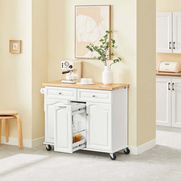 Kücheninsel mit Schubladen, Schrank und Rollen zur flexiblen Nutzung in der Küche