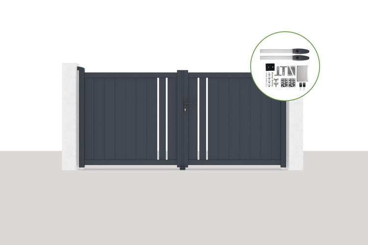 Elektrisches Flügeltor 3x1,4m GIONA + Motorisierung HICKER B200