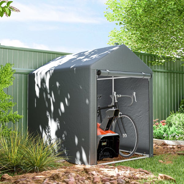 Outsunny Garagenzelt, mit UV-Schutz, Reißverschlusstür, Wasserabweisend Foliengarage, 1,2 x 1,79 x 1,65 m, Verzinkter Stahl, PE-Gewebe, Dunkelgrau