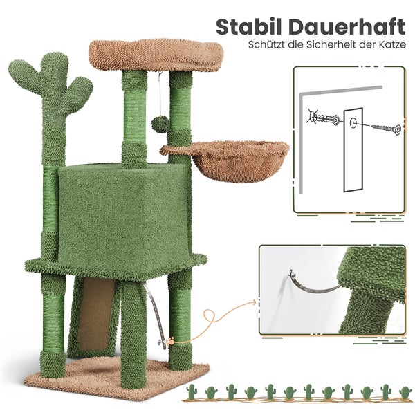 Katzenkratzbaum mit mehreren Ebenen, Kratzsäulen und Hängematte