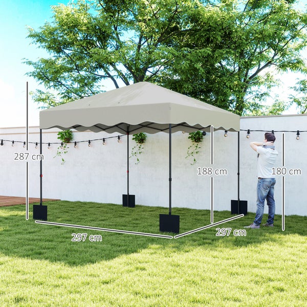 Outsunny Pavillon ca.3x3m, wasserabweisend Stabil Winterfest Pop-up Faltpavillon mit UV Schutz 50+, Faltbar Partyzelt Gartenzelt mit Rolltasche, Gartenpavillon für Camping Garten, Cremeweiß