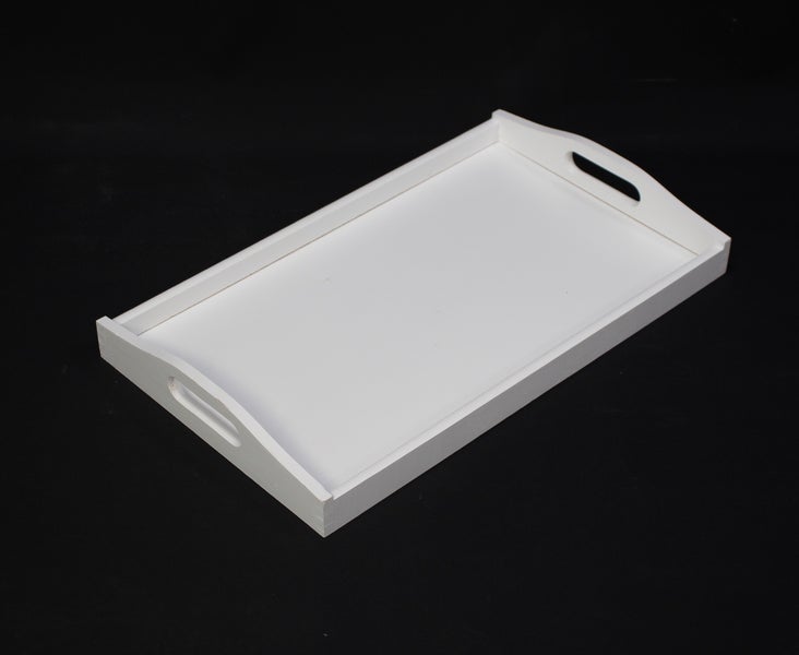 FRANK FLECHTWAREN | Tablett Simply White, HOLZ, 30 x 50 x 6 cm