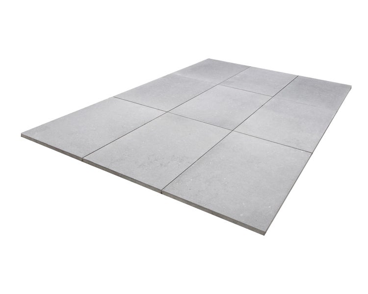 Wohnrausch Kalkstein Terrassenplatten SUES GREY 91,5 x 61 x 3 cm, sandgestrahlt, gebürstet, hellgrau