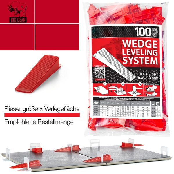 BigDean 3000 Laschen 2mm, 500 Keile & 1 Zange - Fliesen Nivelliersystem - Frei wählbar - Riesen Auswahl an Fliesenkeilen & Zuglaschen - Verlegehilfe Fliesenleger Set - Made in Europe