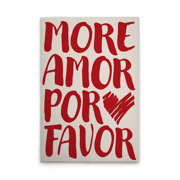 Dekoratives Wandbild mit dem Schriftzug Mehr Liebe Bitte und einem Herz