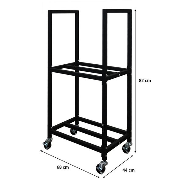 Rollwagen mit den Maßen 82 cm Höhe, 68 cm Länge und 44 cm Breite.