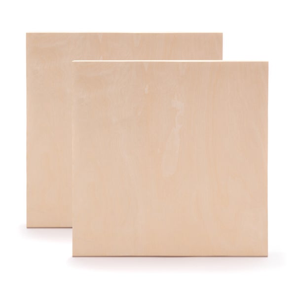 Holz-Malgrund 2er Set 80x80 cm (LxB) Birkenholz naturbelassen, Tiefe 3,8 cm  naturfarben