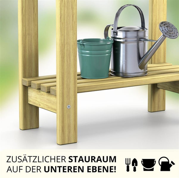 Hochbeet Kiefernholz mit Ablage Braun inklusive - 2 x 60 cm Einsätze - Wasserstandsanzeiger
