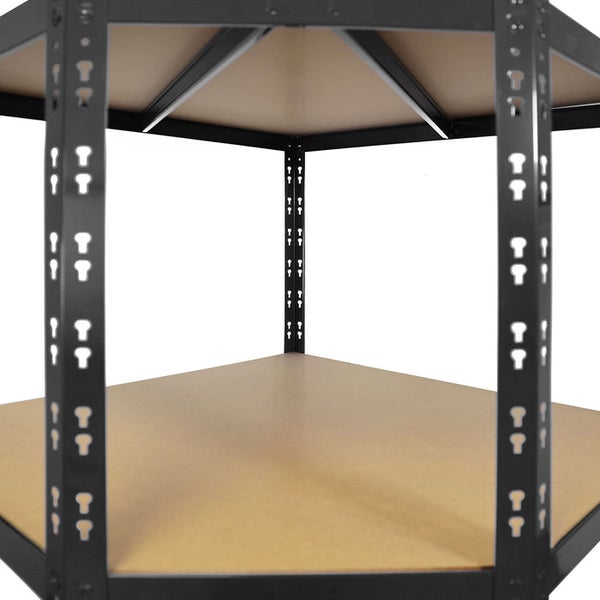 FLOORDIREKT Eckregal - Hohe Traglast - Viel Stauraum - Individuell einsetzbar - Schwarz - 180 x 90 x 42 x 60 cm