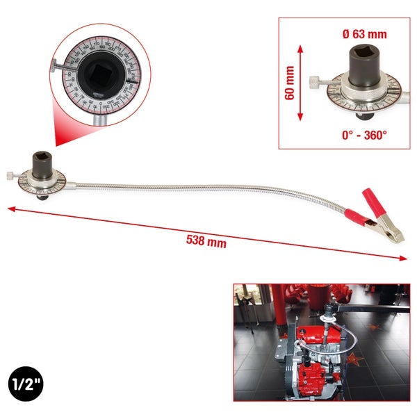Zündzeitpunktpistole mit flexiblem Arm und Krokodilklemmen
