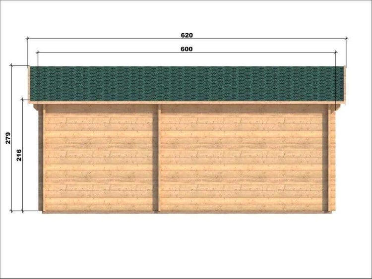 Alpholz Gartenhaus Murray Gartenhaus aus Holz, Holzhaus mit 44 mm Wandstärke, Blockbohlenhaus mit Montagematerial, Naturbelassen 6,2x4,3m