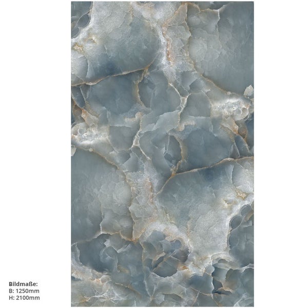 Marmor Blau, 125x210cm, fugenlose Wandpaneele aus Alu-Verbund 3mm, Duschrückwand